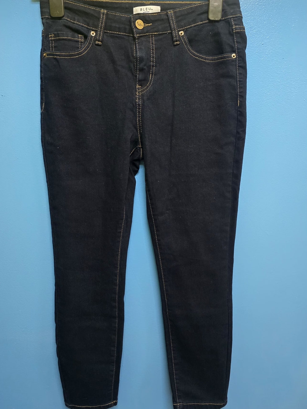 BLEU Women's 6P Dark Wash Stretch Denim Jeans Petite Slim Leg - Picture 1 of 8